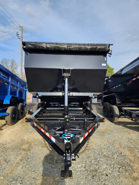 New 2026 PJ Trailers 7X14 DT1 15.4K Low Pro Telescopic Dump Trailer w/ 4' Sides