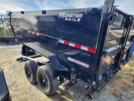 New 2026 PJ Trailers 7X14 DT1 15.4K Low Pro Telescopic Dump Trailer w/ 4' Sides