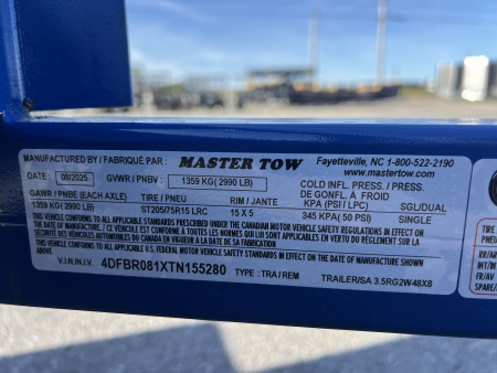 New 2026 Master Tow 4x8 3K Utility Trailer