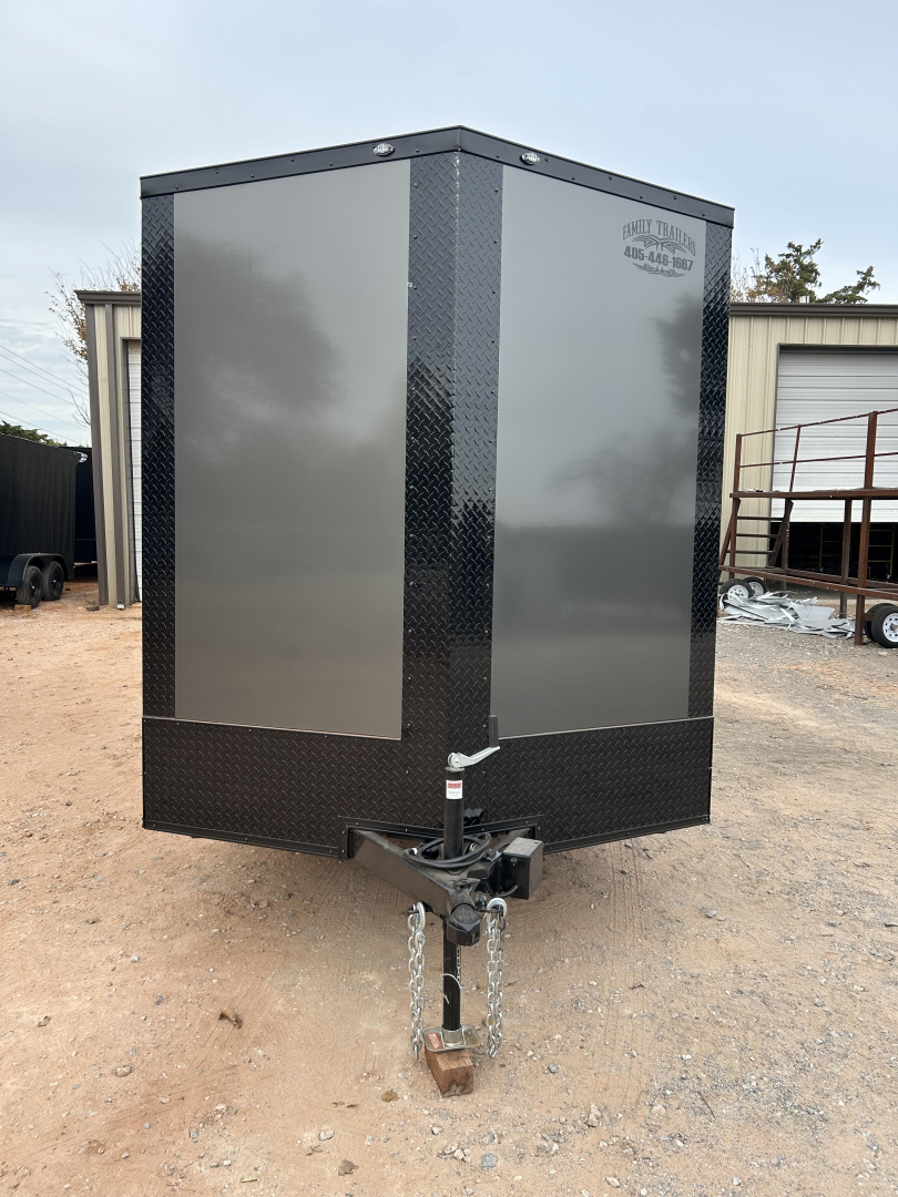 New 2026 Family Trailer 7x16 Tandem Axles Cargo / Enclosed Trailer-Screwless Exterior-Blackout Pkg-Rear Spoiler