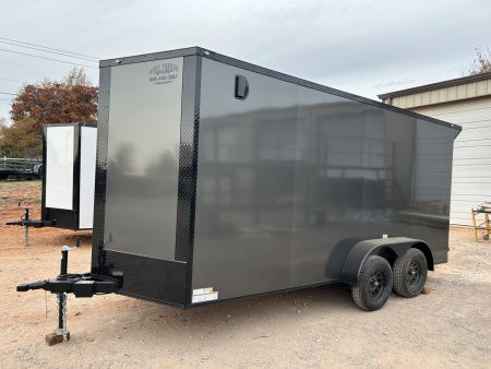 New 2026 Family Trailer 7x16 Tandem Axles Cargo / Enclosed Trailer-Screwless Exterior-Blackout Pkg-Rear Spoiler