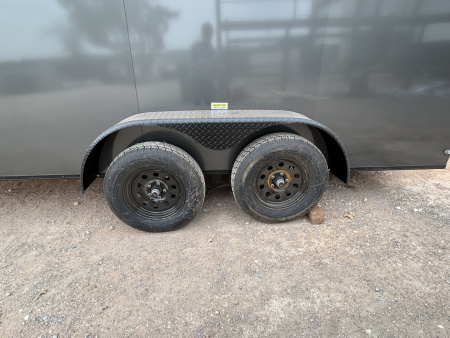 New 2026 Family Trailer 7x16 Tandem Axles Cargo / Enclosed Trailer-Screwless Exterior-Blackout Pkg-Rear Spoiler