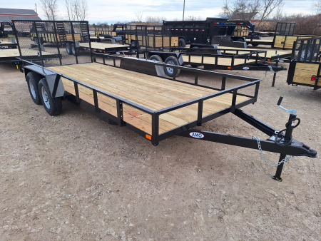 New 2026 AMO 82x18' Lowside Landscape Trailer W/ Spring Assist Gate and Led Lights