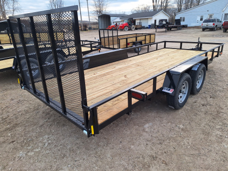 New 2026 AMO 82x18' Lowside Landscape Trailer W/ Spring Assist Gate and Led Lights