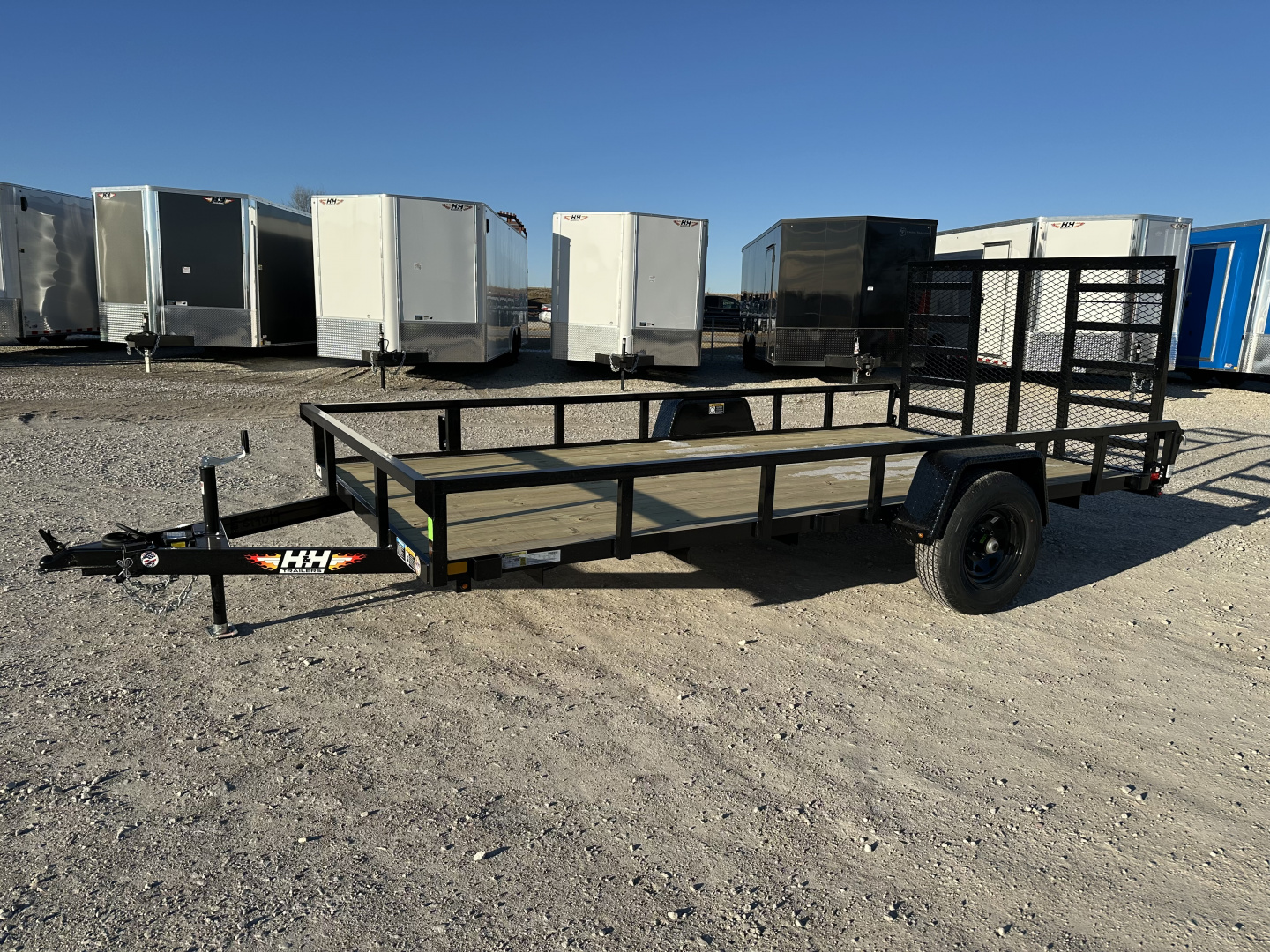 New 2026 H&H Black 82"x14' 5k Rail Side Utility Trailer