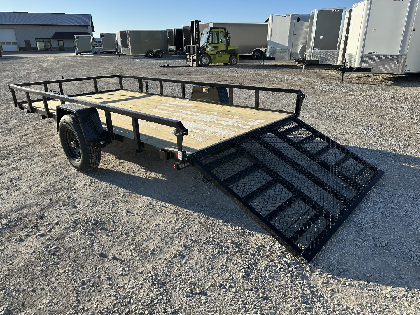 New 2026 H&H Black 82"x14' 5k Rail Side Utility Trailer