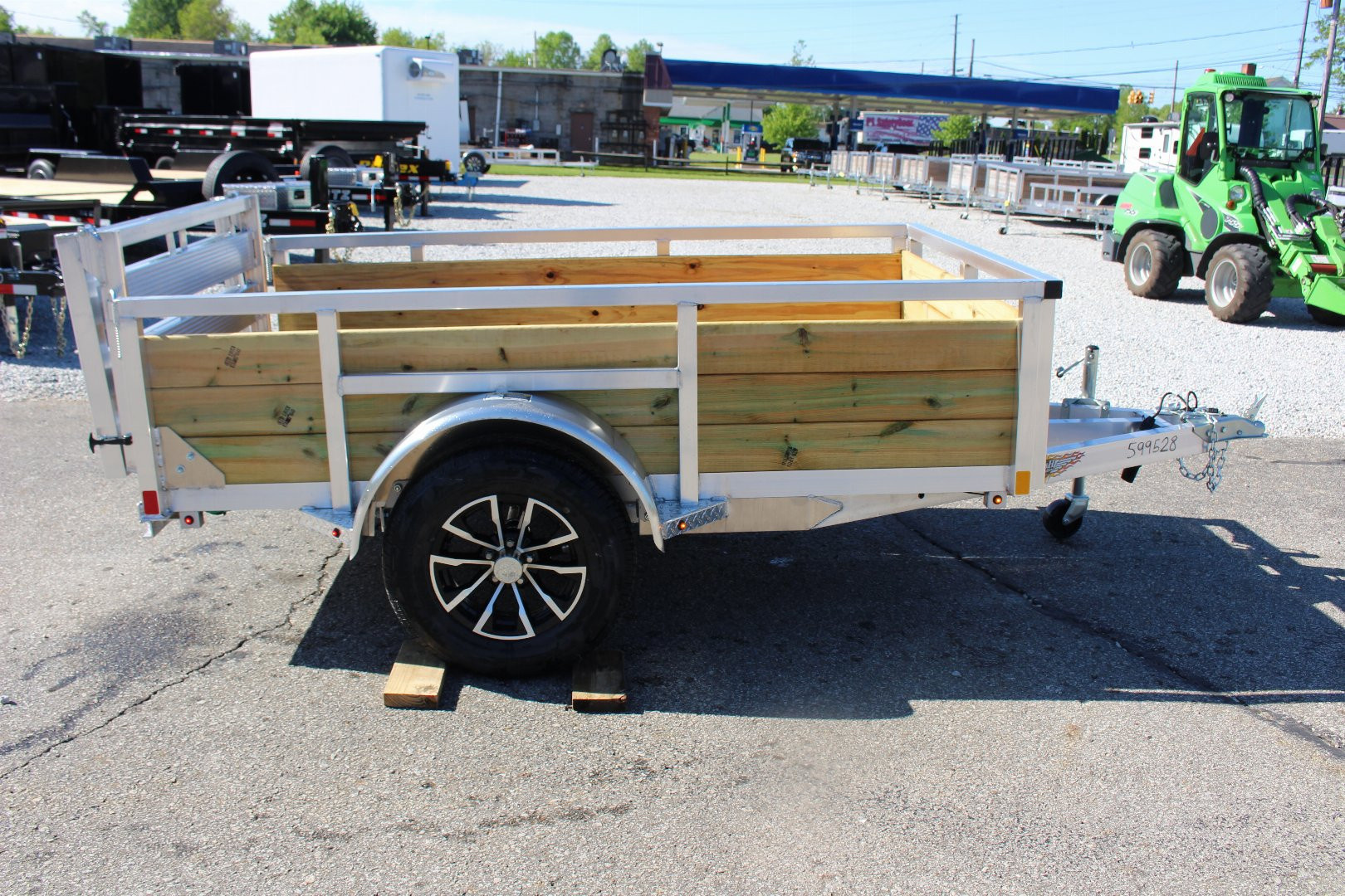New 2026 H & H 5' x 8' Aluminum Wood Side Utility Trailer - BiFold Ramp - 2990# GVW