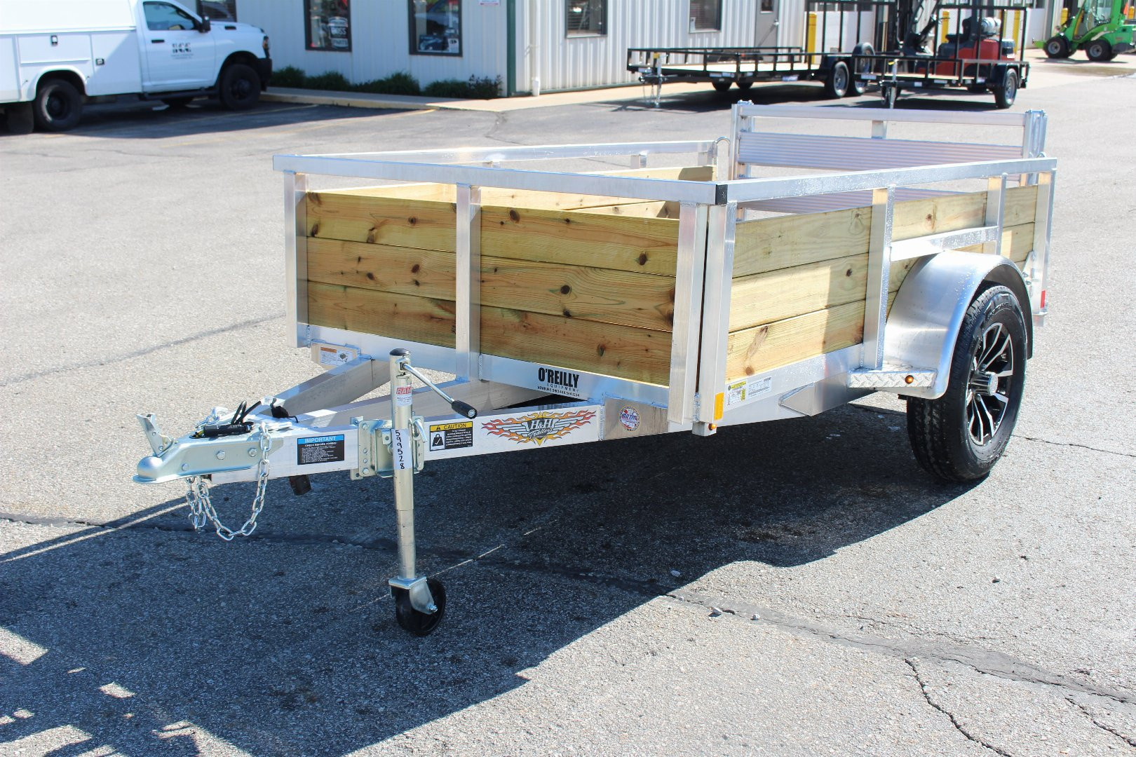 New 2026 H & H 5' x 8' Aluminum Wood Side Utility Trailer - BiFold Ramp - 2990# GVW