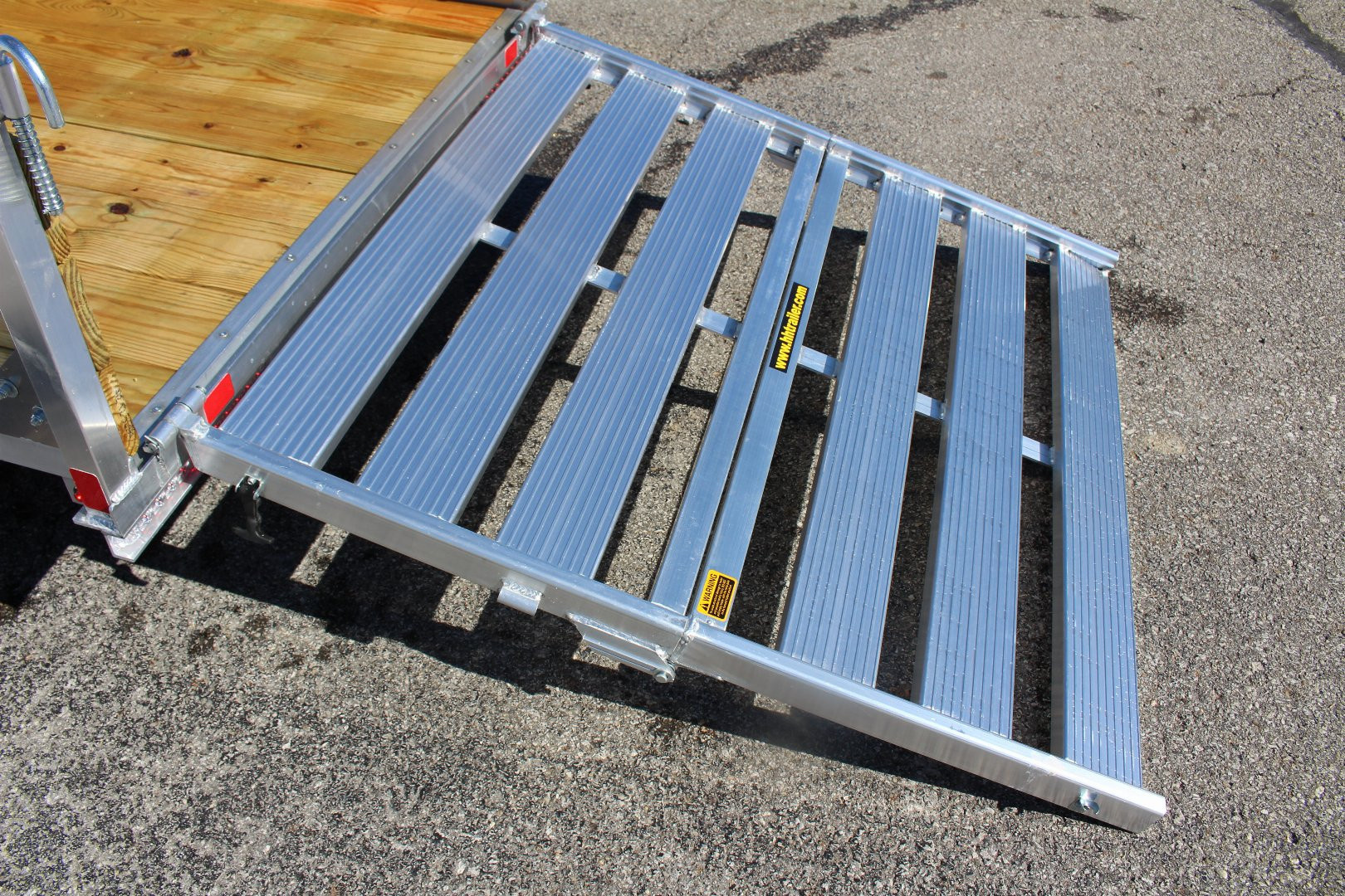 New 2026 H & H 5' x 8' Aluminum Wood Side Utility Trailer - BiFold Ramp - 2990# GVW