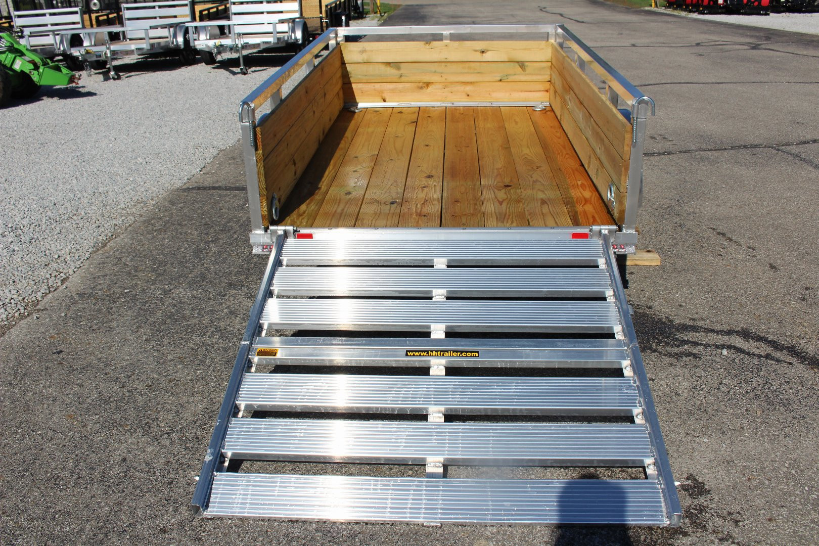 New 2026 H & H 5' x 8' Aluminum Wood Side Utility Trailer - BiFold Ramp - 2990# GVW