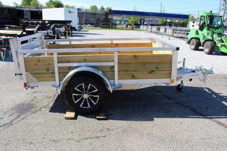 New 2026 H & H 5' x 8' Aluminum Wood Side Utility Trailer - BiFold Ramp - 2990# GVW