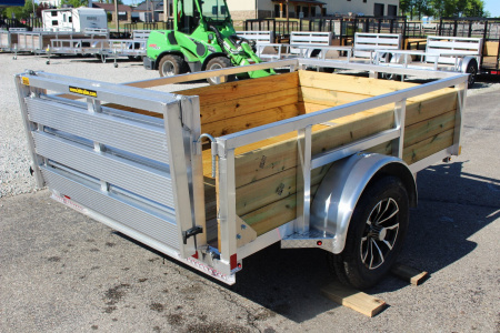 New 2026 H & H 5' x 8' Aluminum Wood Side Utility Trailer - BiFold Ramp - 2990# GVW