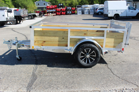 New 2026 H & H 5' x 8' Aluminum Wood Side Utility Trailer - BiFold Ramp - 2990# GVW