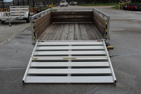 New 2026 H & H 5' 5" x 10' Aluminum Wood Side Utility Trailer - BiFold Ramp - 2990# GVW