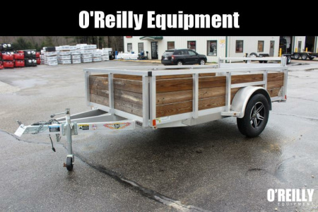 New 2026 H & H 5' 5  x 10' Aluminum Wood Side Utility Trailer - BiFold Ramp - 2990# GVW