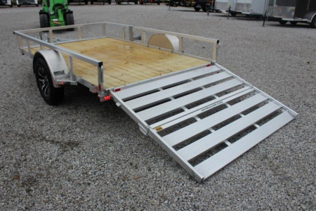 New 2026 H & H 6.4' x 10' Aluminum Utility Trailer - BiFold Ramp - 2990# GVW