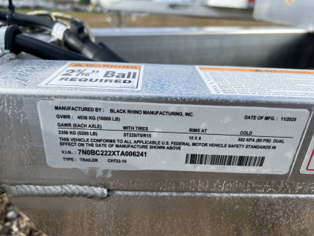 New 2026 Black Rhino 7x22 10K Car / Racing Trailer