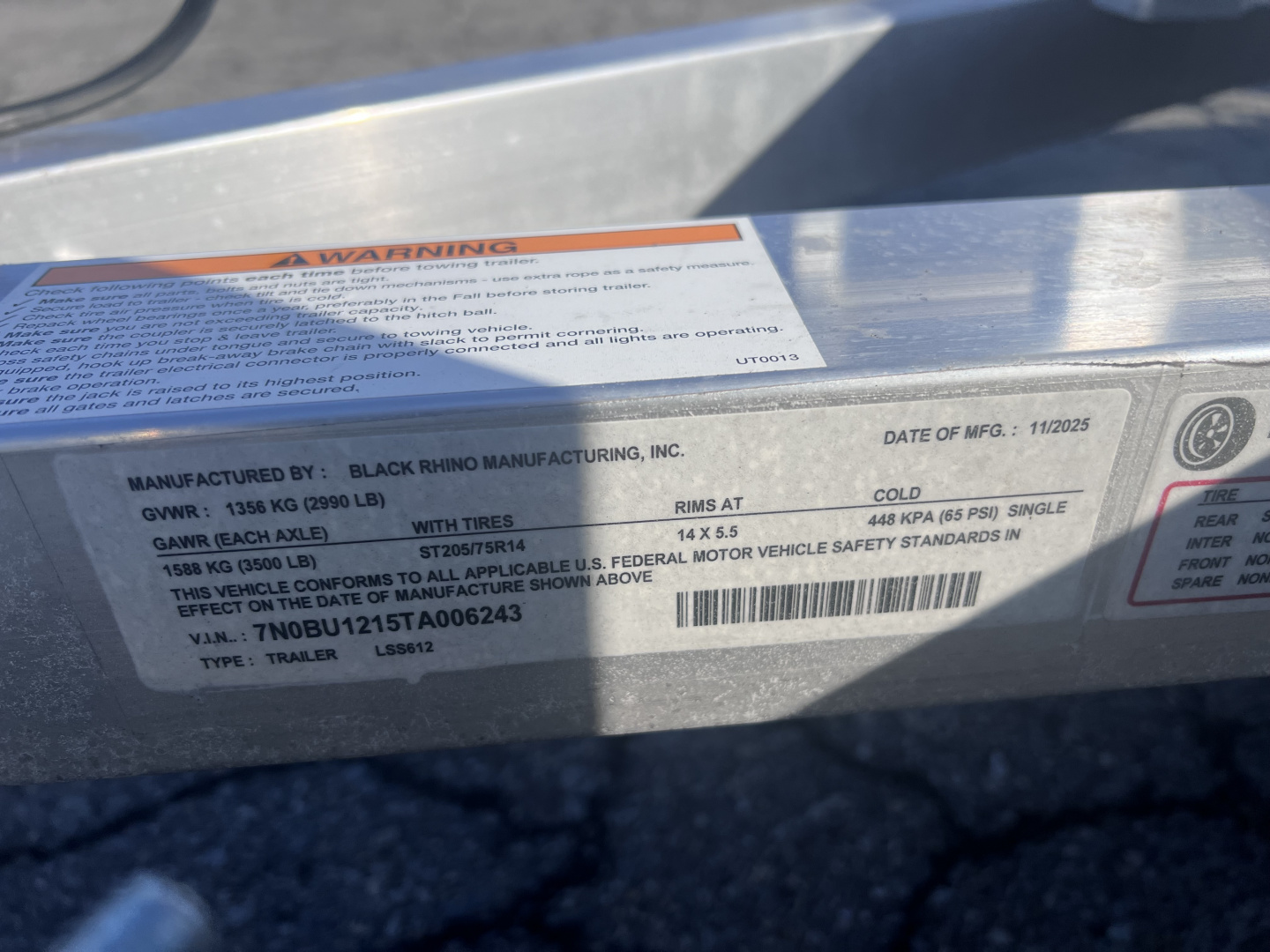 New 2026 Black Rhino 6x12 3K Wood Deck Utility Trailer