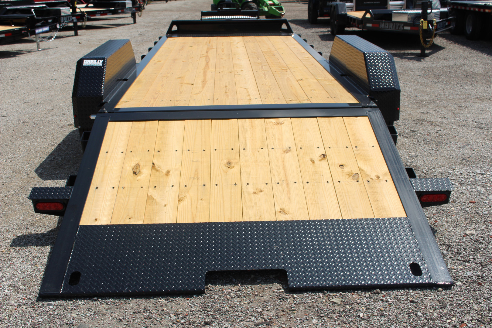 New 2026 Moritz 7' x 16' + 6' Low Pro - Hydraulic Power Tail - Equipment Trailer - 16000# GVW