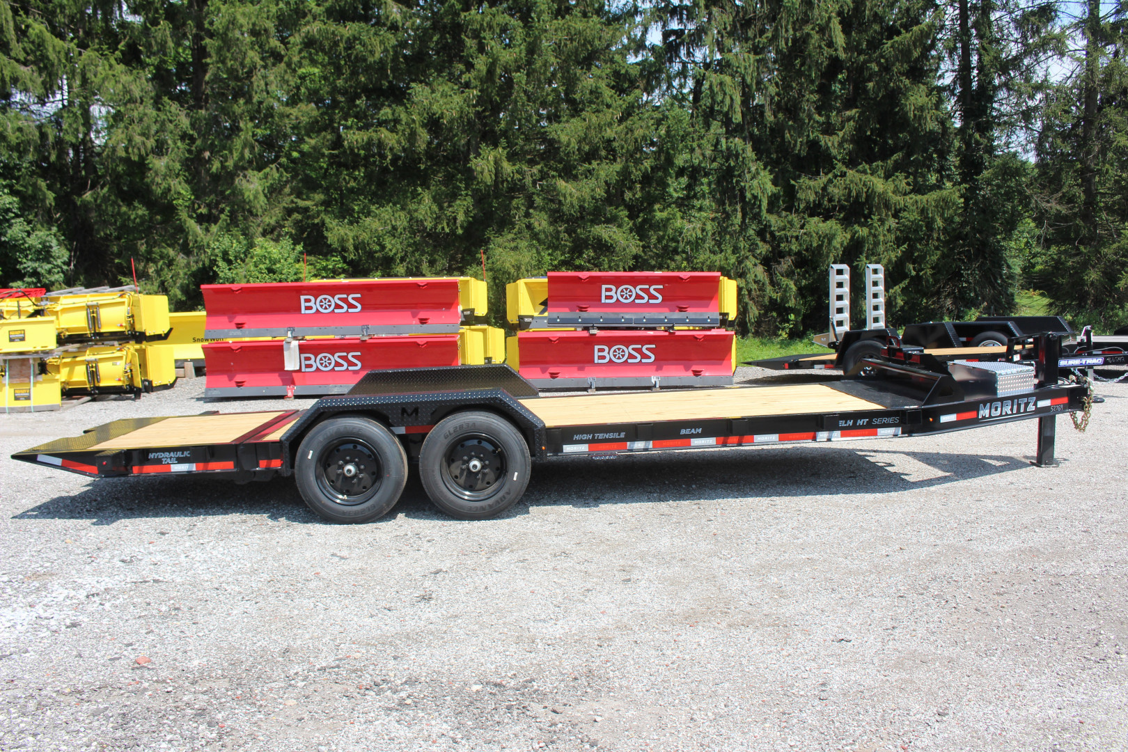 New 2026 Moritz 7' x 16' + 6' Low Pro - Hydraulic Power Tail - Equipment Trailer - 16000# GVW