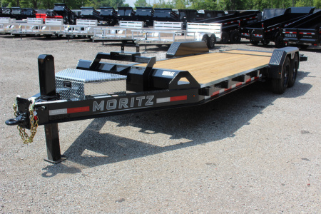 New 2026 Moritz 7' x 16' + 6' Low Pro - Hydraulic Power Tail - Equipment Trailer - 16000# GVW