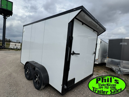 New 7X12 Cargo / Enclosed Trailer REAR WING WITH LOADING LIGHTS, ALUMINUM WHEELS & .080 EXTERIOR!