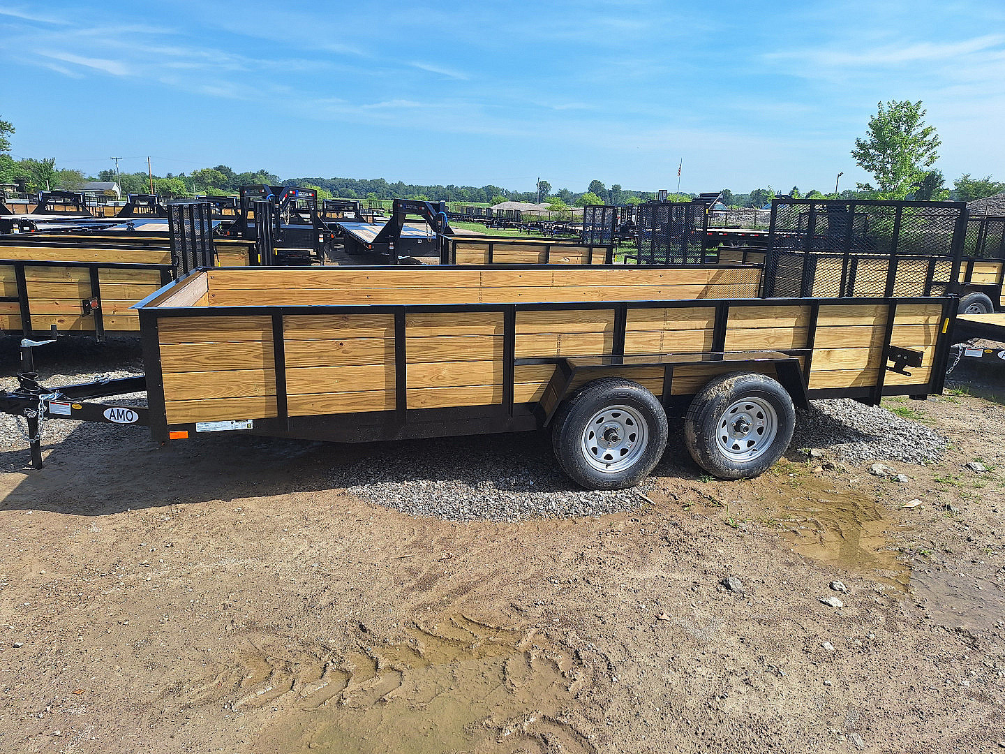 New 2026 AMO 82x16 Tandem Axle High Woodside Utility Trailer W/ Led Lights and Spring Assist Gate
