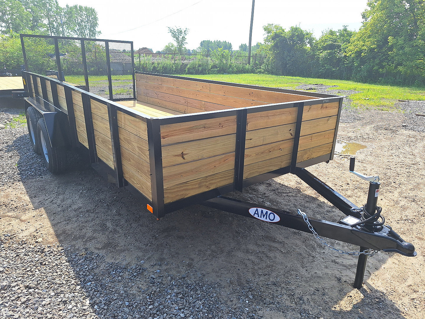 New 2026 AMO 82x16 Tandem Axle High Woodside Utility Trailer W/ Led Lights and Spring Assist Gate