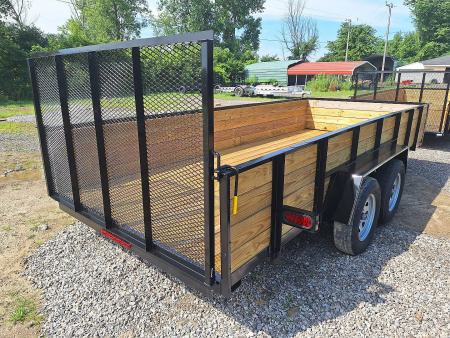 New 2026 AMO 82x16 Tandem Axle High Woodside Utility Trailer W/ Led Lights and Spring Assist Gate