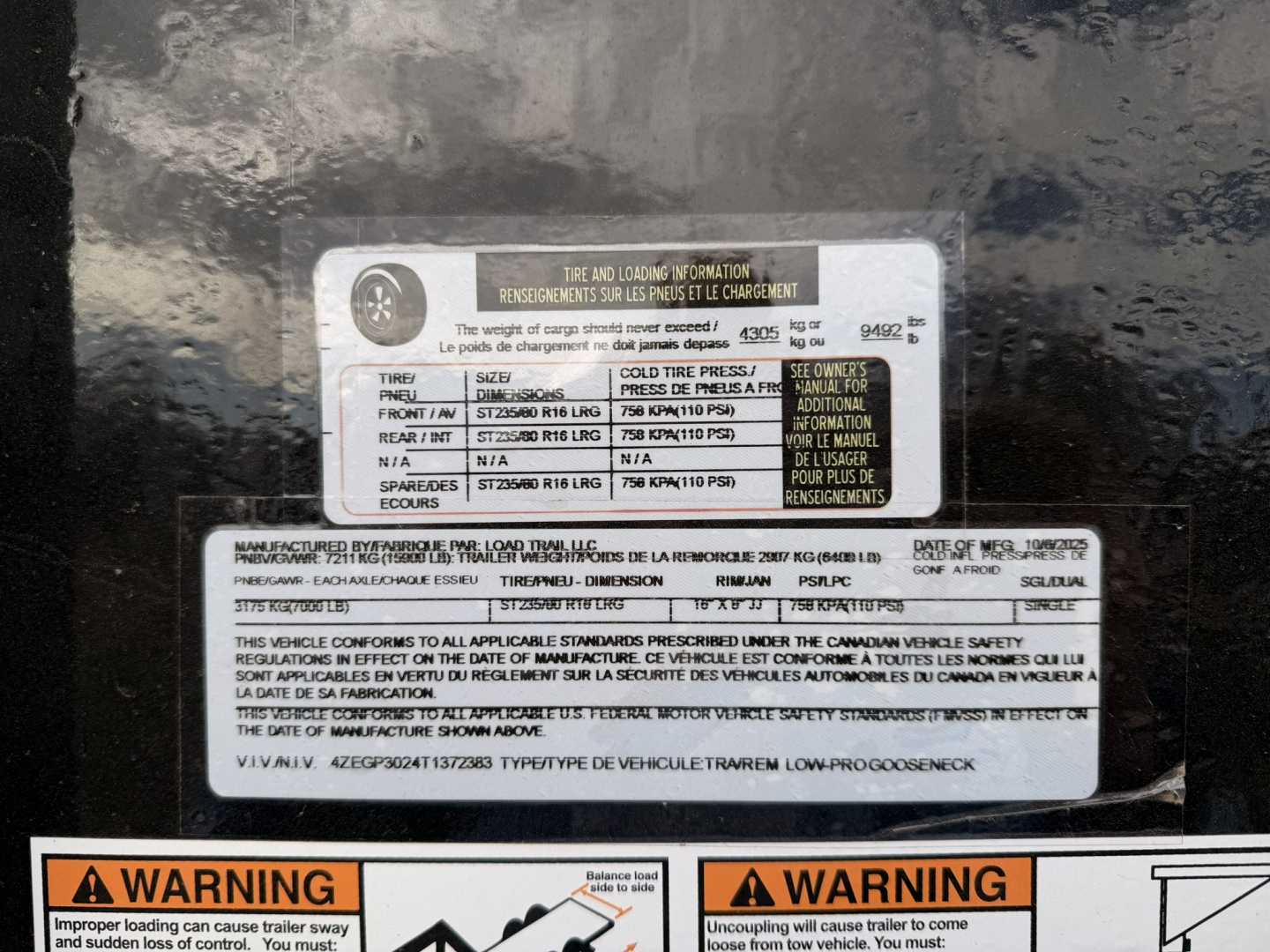 New 2026 Load Trail 8.5-30 Single Wheel Gooseneck Equipment Hauler 15.9K GVWR