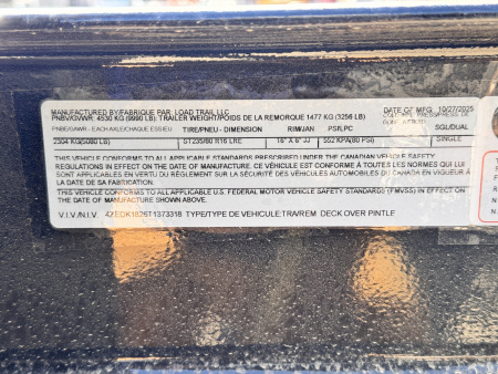 New 2026 Load Trail 8.5-18 Deckover Equipment Hauler 10K GVWR