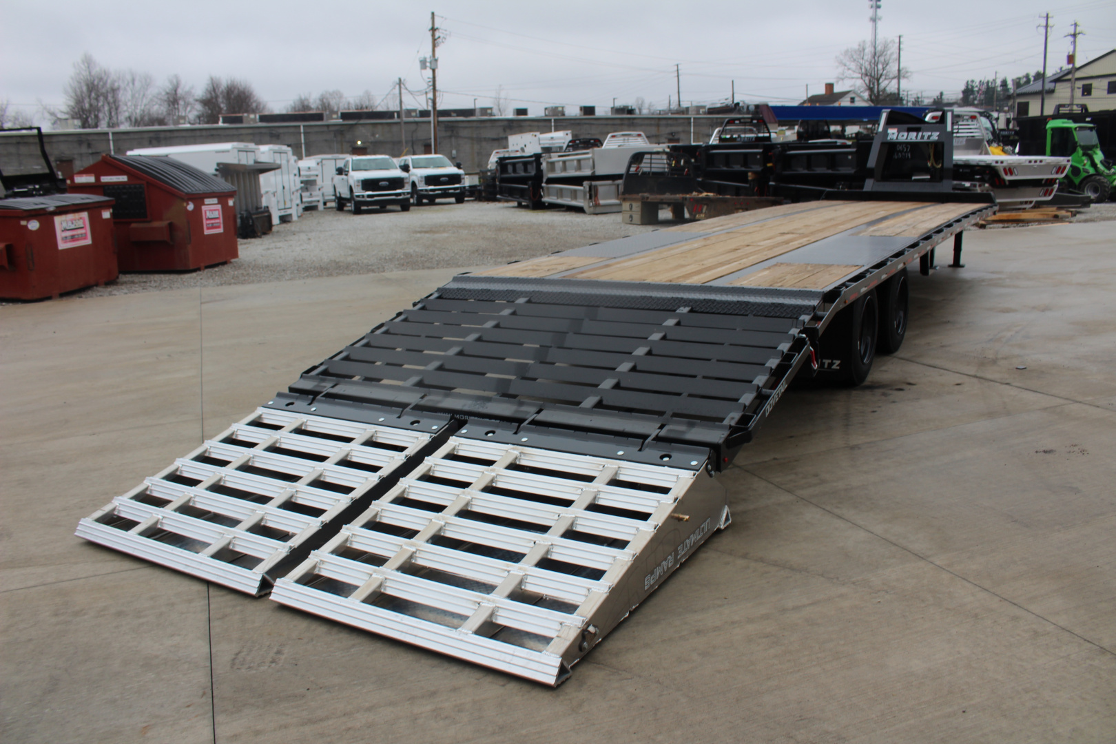 New 2025 Moritz FDGH DT 30' + 5' GOOSENECK Deckover Flatbed Trailer- Full Width Aluminum Ramps- 25900# GVW