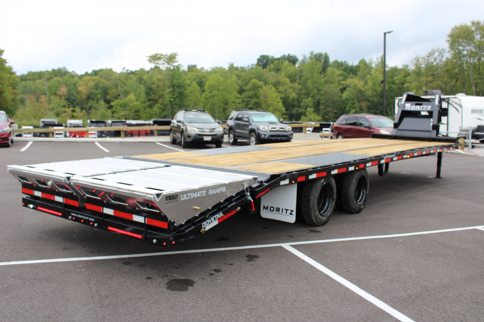 New 2025 Moritz FDGH DT 30' + 5' GOOSENECK Deckover Flatbed Trailer- Full Width Aluminum Ramps- 25900# GVW