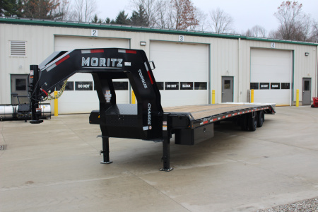 New 2025 Moritz FDGH DT 30' + 5' GOOSENECK Deckover Flatbed Trailer- Full Width Aluminum Ramps- 25900# GVW