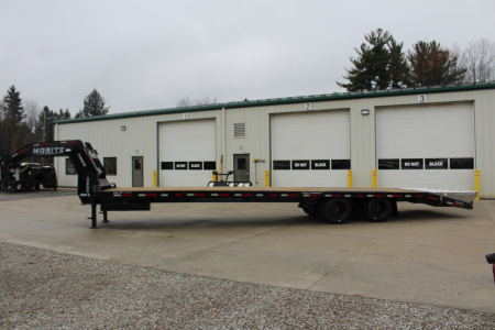 New 2025 Moritz FDGH DT 30' + 5' GOOSENECK Deckover Flatbed Trailer- Full Width Aluminum Ramps- 25900# GVW