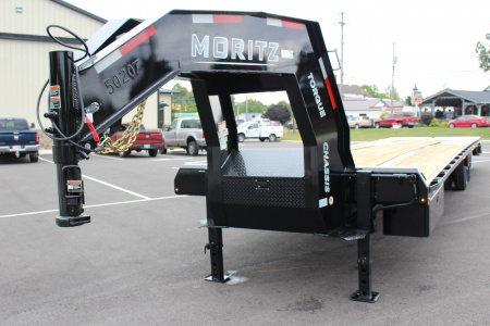 New 2025 Moritz FDGH DT 30' + 5' GOOSENECK Deckover Flatbed Trailer- Full Width Aluminum Ramps- 25900# GVW