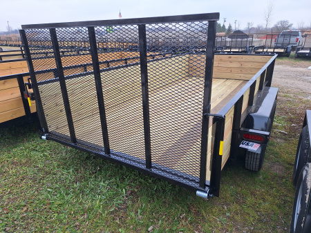 New 2026 AMO 82x14 Tandem Axle Woodside Utility Trailer With Spring Assist Gate and Led Lights