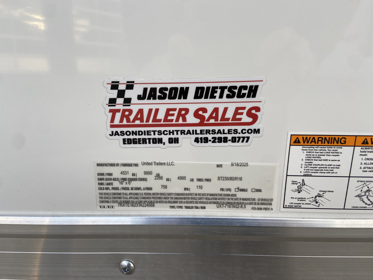 New 2026 United Cargo / Enclosed Trailer 7X16