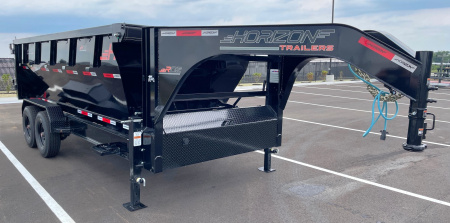 New Horizon 16' Gooseneck Roll Off Bin Dump Trailer 17,920LB w/ 3 Dumpster Bins