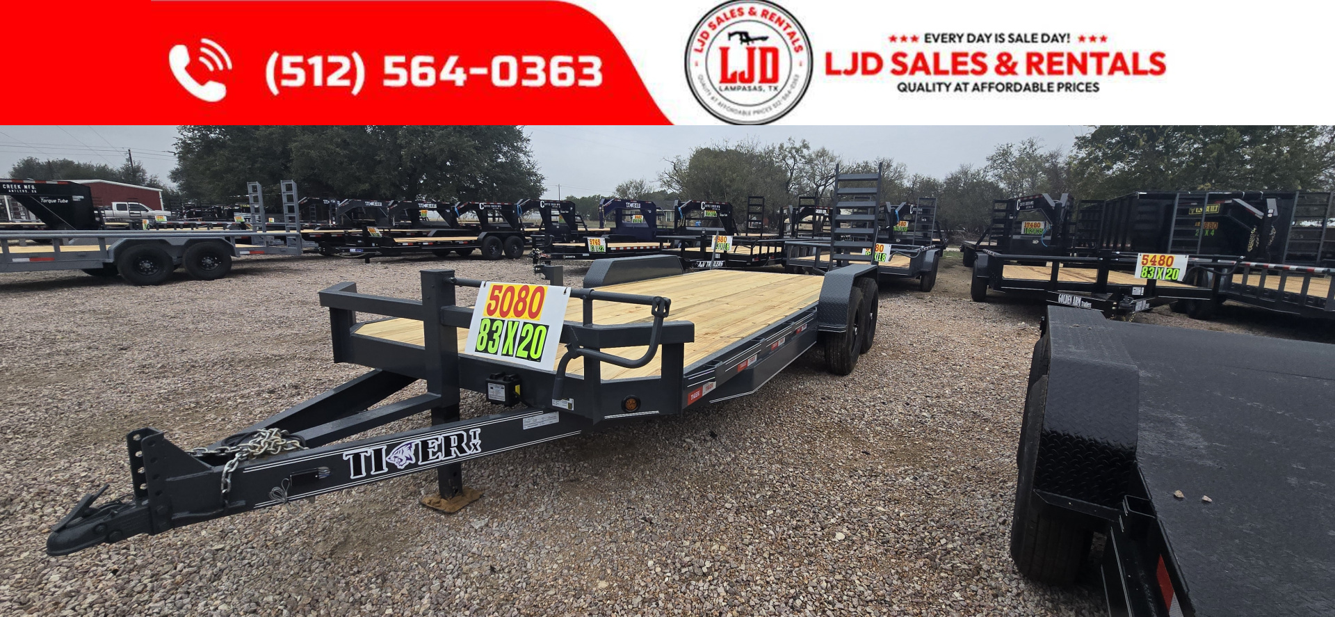 New 2026 Tiger -- 83  X 20' Equipment Trailer- Heavy Duty - 14K GVWR