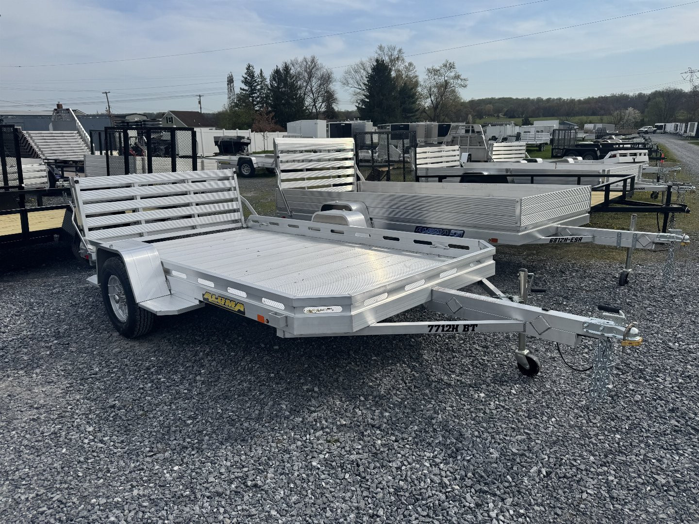 New 2026 Aluma 7712H-S-BT Bifold Gate Utility Trailer