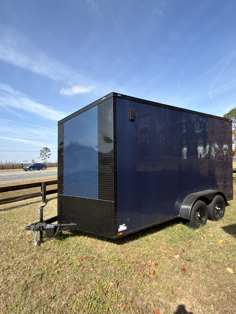 New 2026 Anvil 7x14TA 7'6" Tall .080 Indigo Blue Blackout .080 PolyCor Slant V Nose Cargo / Enclosed Trailer