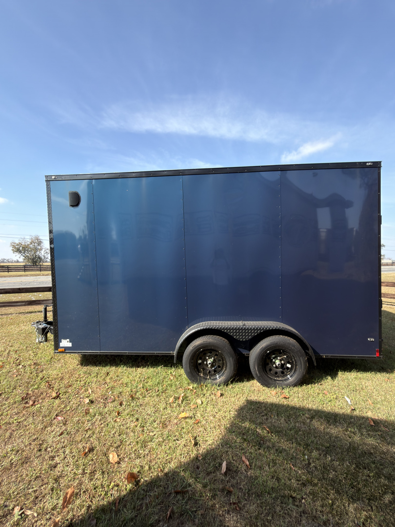 New 2026 Anvil 7x14TA 7'6" Tall .080 Indigo Blue Blackout .080 PolyCor Slant V Nose Cargo / Enclosed Trailer