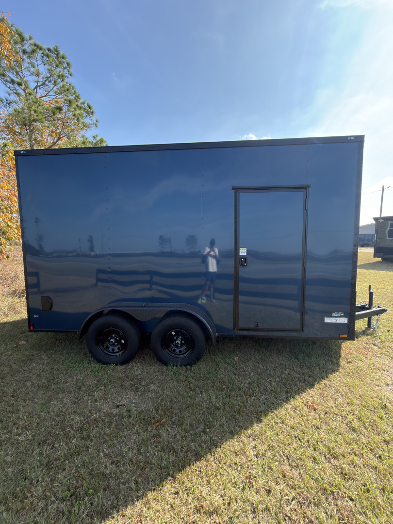 New 2026 Anvil 7x14TA 7'6" Tall .080 Indigo Blue Blackout .080 PolyCor Slant V Nose Cargo / Enclosed Trailer
