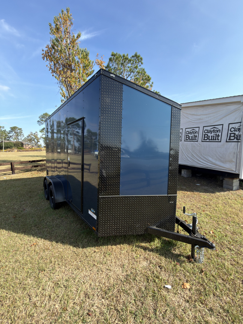 New 2026 Anvil 7x14TA 7'6" Tall .080 Indigo Blue Blackout .080 PolyCor Slant V Nose Cargo / Enclosed Trailer