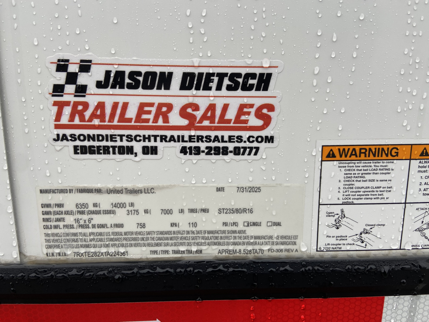 New 2026 United Premium Racing Trailer 28'