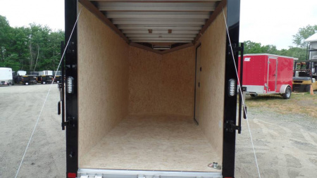New ATC Aluminum Enclosed Cargo Trailer 6X12, 66 interior height, White with Black Trim Pkg., Ramp Door, SALE $7,995.  #231404