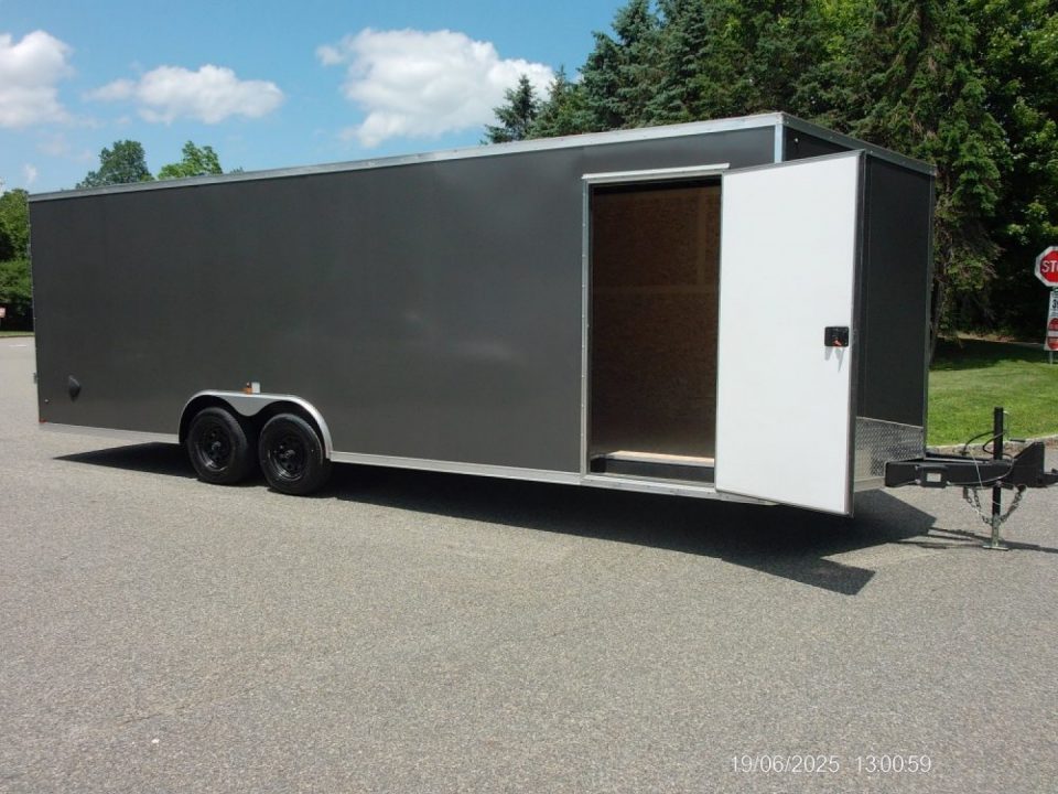 New US-CARGO 8.5X24 Enclosed Car Trailer this is exciting! 2026 BEST PRICE WITH A BIG ESCAPE DOOR with REMOVABLE FENDER! ID#096190