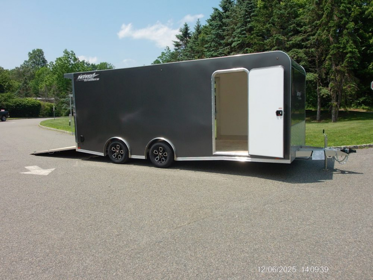 New NITRO BRAND, Elevation Model 8.5X20 Aluminum Frame Enclosed Car Trailer , 1.950 lbs empty weight! 7,000 GVWR, with Big Escape Door and other Options! ID#009101