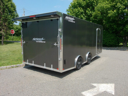 New NITRO BRAND, Elevation Model 8.5X20 Aluminum Frame Enclosed Car Trailer , 1.950 lbs empty weight! 7,000 GVWR, with Big Escape Door and other Options! ID#009101